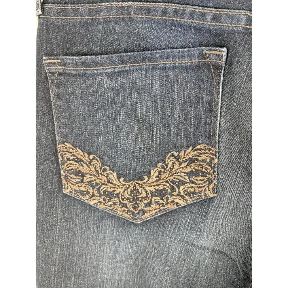 NYDJ Embroidered Bootcut Jeans Size 8‎ Stretch Denim
